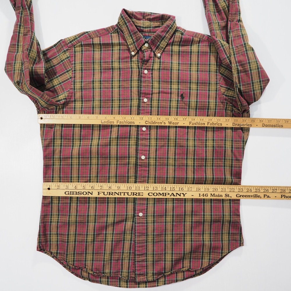 Ralph Lauren Shirt Mens Large Red Plaid Long Sleeve Button Front Cotton Preppy - Picture 4 of 8